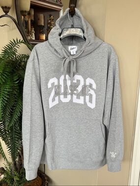 Brand New Jostens Class of 2026 Gray White Pullover Hoodie Sweatshirt Embroidery